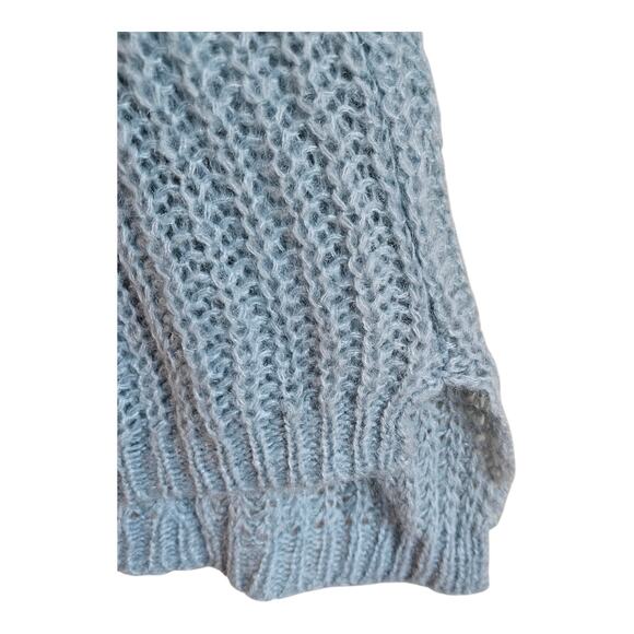 SUNDANCE Women's L Tunic Sweater Slate Blue Open Weave Mohair Lambswool Soft 46" - Picture 6 of 8